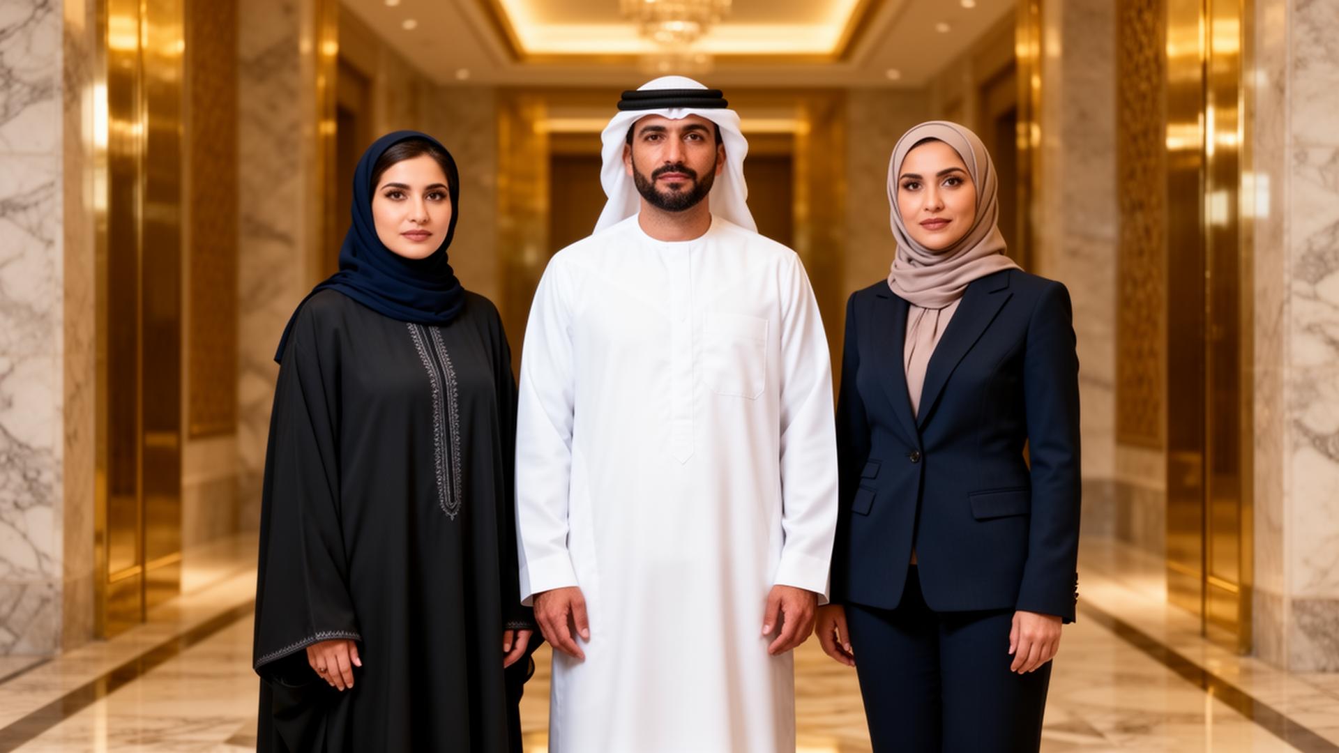 Three Emirati leaders standing together